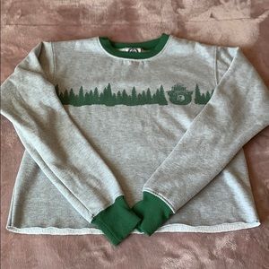 SMOKEY gray and green cropped sweater